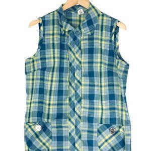 Intl Ladies Garment Womens Shirt Dress Blue Plaid